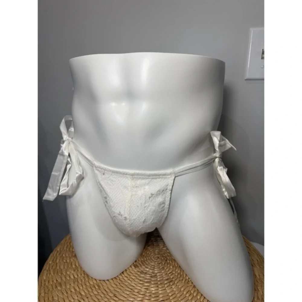 Cosabella Men's Italian Tie Thong Moon Ivory Never Say Never Lace Underwear L